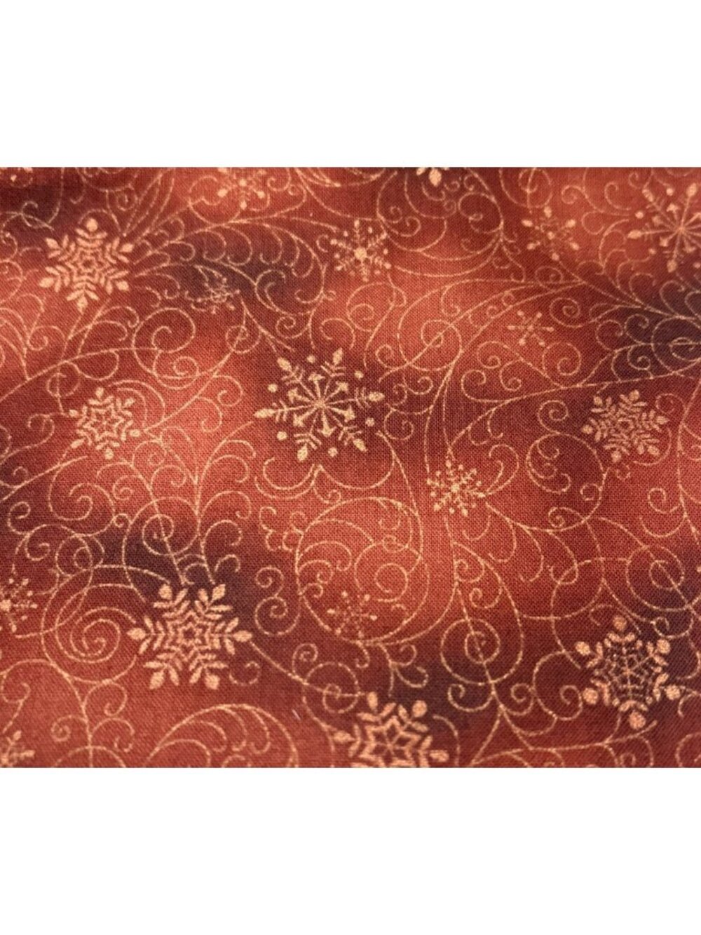 Copper Snowflake Cotton Fabric 13x18" Intricate Winter Swirl Pattern USA Made - Picture 12 of 14